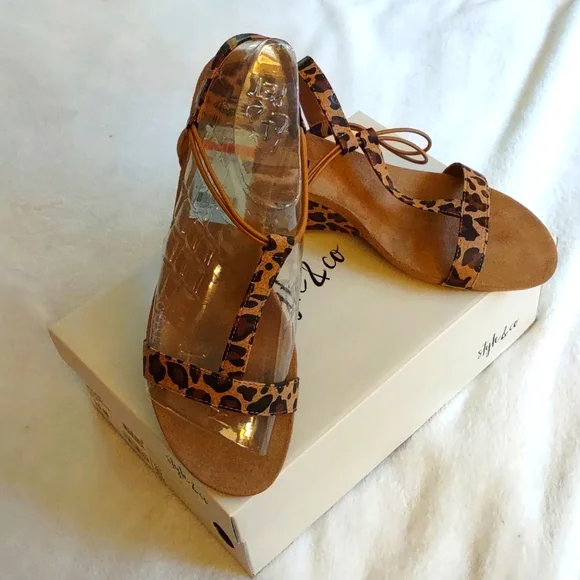 Style & Co Leopard Wedge Sandals.sz 10 NWB - Picture 1 of 5